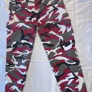 Kids' Camouflage Cargo Pants in Red and Gray